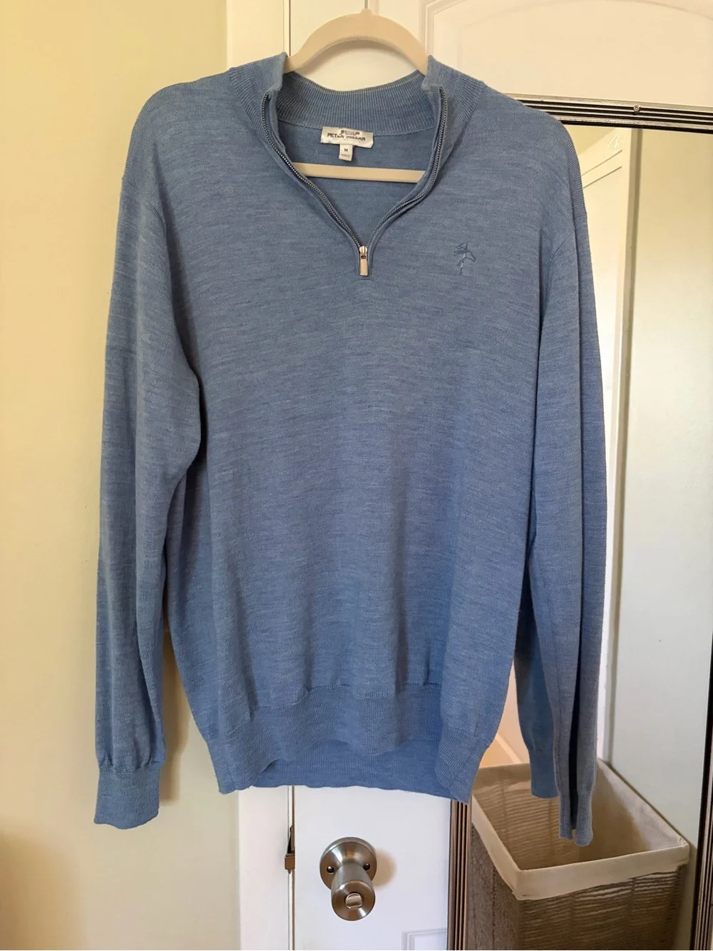 Peter Millar Sky Blue Half-Zip Crewneck Sweater